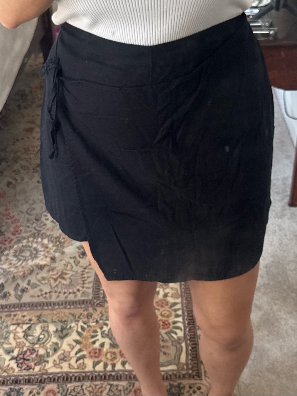 Black Women's Mini Skort with Side Tie